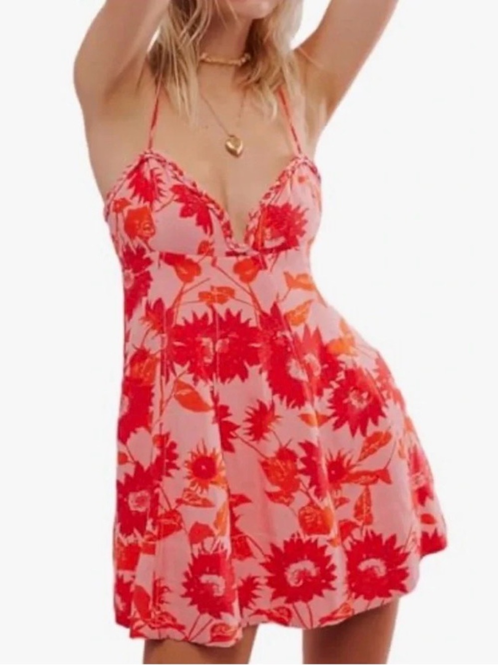 FREE PEOPLE Altura Printed Mini / Strawberry Lemonade L